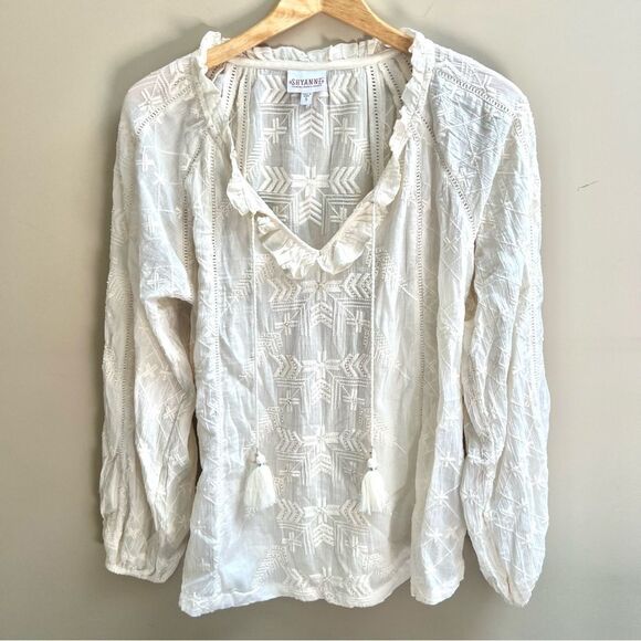 Shyanne White Ruffled Tie Front Blouse - Picture 2 of 10